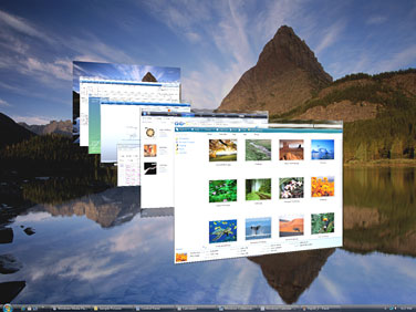 Browse through open windows with Flip 3D